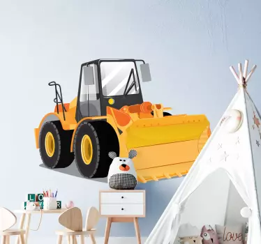 Sticker Mural Jouet Bulldozer jaune - TenStickers