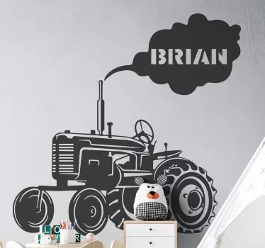 Sticker Mural Jouet Tracteur silhouette avec son propre nom - TenStickers