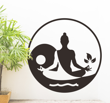 Sticker mural maison bouddha méditant - TenStickers