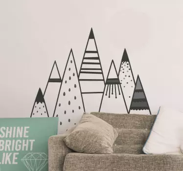 Sticker mural nature Montagnes nordiques grises - TenStickers