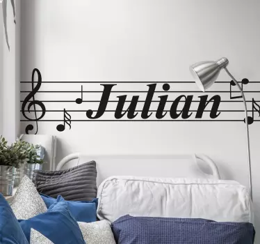 Sticker musique notes avec prénom - TenStickers