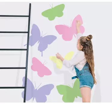 Sticker Mural Papillon Papillons mignons colorés pastel - TenStickers