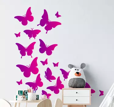 Sticker mural papillons roses - TenStickers