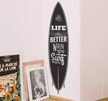 Sticker surf planche avec texte - TenStickers