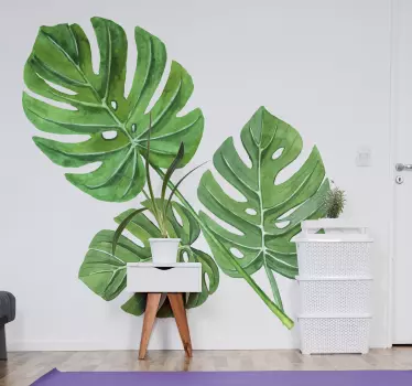 Sticker mural plante Grandes feuilles vertes - TenStickers