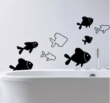 Sticker mural Poissons et silhouettes - TenStickers
