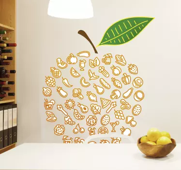 Sticker mural pomme faite de nourriture - TenStickers
