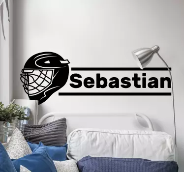 Sticker Mural Sport Casque de hockey avec nom - TenStickers