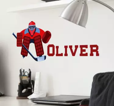 Sticker mural sport Hockey avec nom personnalisable - TenStickers