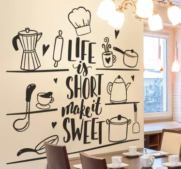 Sticker mural Texte et ustensiles de cuisine - TenStickers