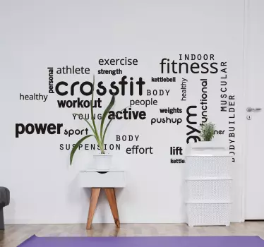 Sticker mural texte fitness crossfit - TenStickers