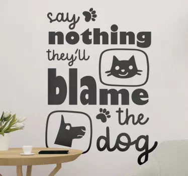 Sticker mural texte Humour chat et chien - TenStickers