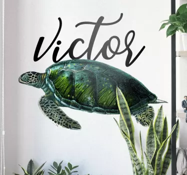 Stickers Mural Tortue de mer avec prénom - TenStickers
