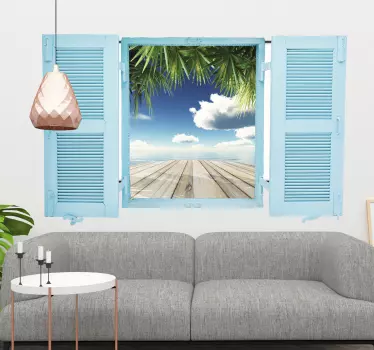 Sticker mural trompe l'oeil Plage tropicale - TenStickers