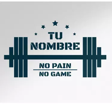 Sticker Gym Prénom Personnalisable No pain no game - TenStickers