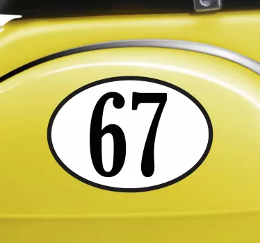 Sticker moto numéro personnalisable ovale noir et blanc - TenStickers
