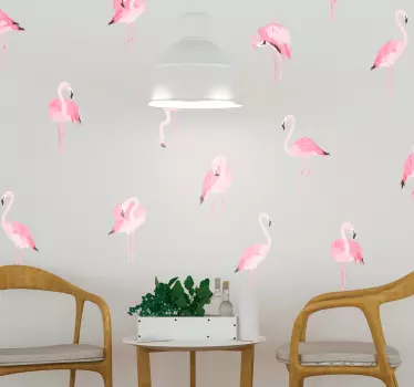 Sticker Maison Motif Flamants Roses - TenStickers