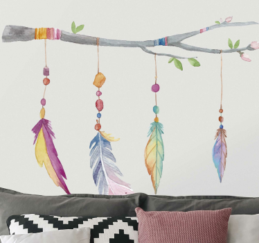 Sticker Maison Plumes style indien - TenStickers