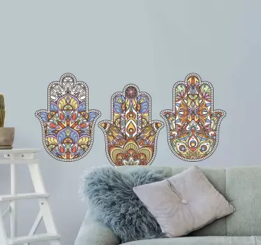 Sticker oriental motifs de mains colorés - TenStickers