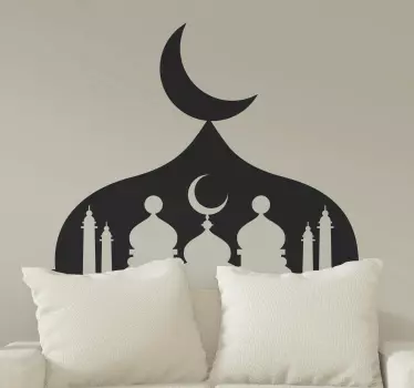 Sticker oriental silhouette de mosquée croissante - TenStickers