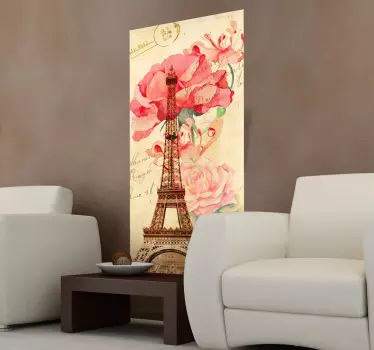 Sticker Paris fleuri style vintage - TenStickers