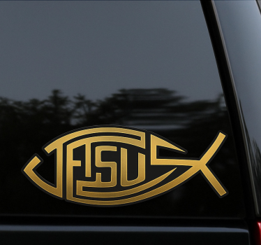 Sticker voiture poisson jésus compact - TenStickers