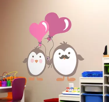 Sticker pingouins amour coeur - TenStickers