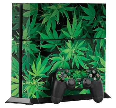 Autocollant PS4 feuilles de cannabis - TenStickers