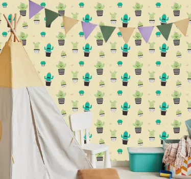 Sticker Chambre Enfant Motif de Dessins de Cactus - TenStickers