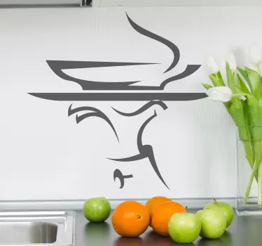Sticker restaurant d'entreprise plateau serveur plat fumant - TenStickers