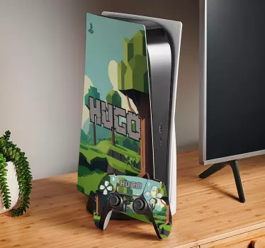Sticker PlayStation jeu vidéo cubes avec prénom - TenStickers