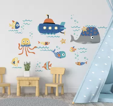 Sticker fond marin chambre enfant - TenStickers