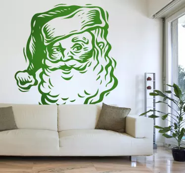 Sticker portrait Père Noël dessin - TenStickers