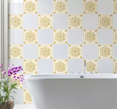 Sticker pour carrelage fleur jaune - TenStickers