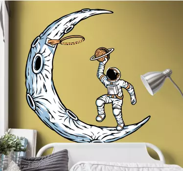 Sticker Pour Chambre Astronaute jouant au basket - TenStickers