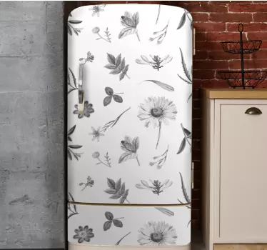 Sticker pour Frigo Fleurs de sprint grises - TenStickers