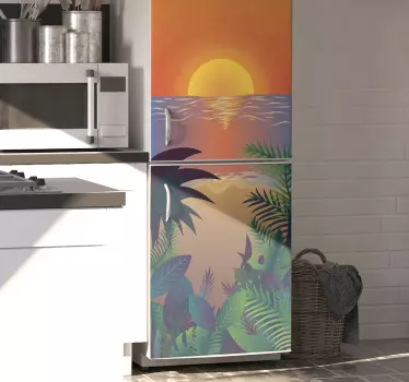 Sticker pour Frigo Frigo rétro soleil bearch - TenStickers