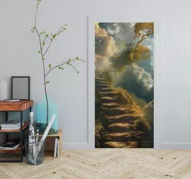 Sticker porte escalier et ciel - TenStickers