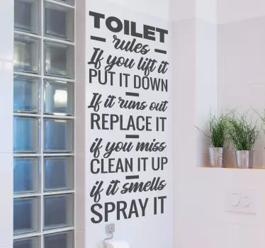 Sticker pour salle de bain Règles des toilettes - TenStickers