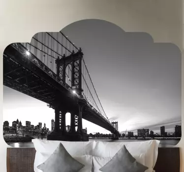 Sticker pour Tete de Lit Photo de pont noir et blanc - TenStickers