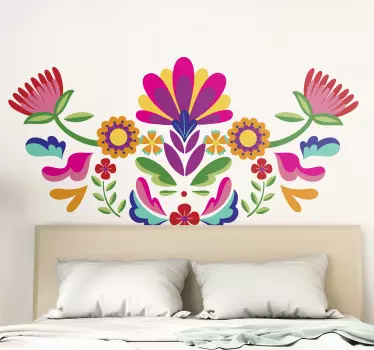 Sticker pour Tete de Lit Tête de lit fleur mexicaine - TenStickers