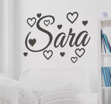 Sticker mural prénom personnalisable et cœurs - TenStickers
