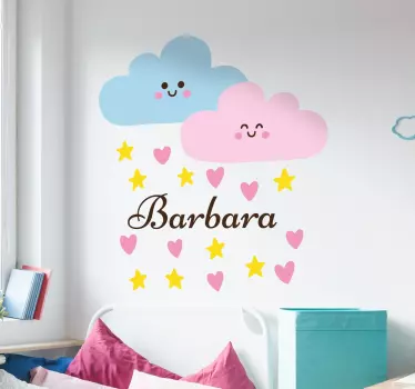 Sticker prénom personnalisable nuages - TenStickers