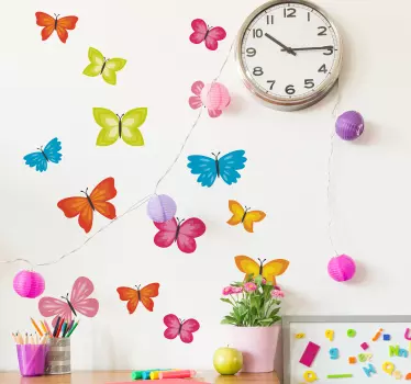 Sticker Chambre Enfant Papillons Colorés - TenStickers
