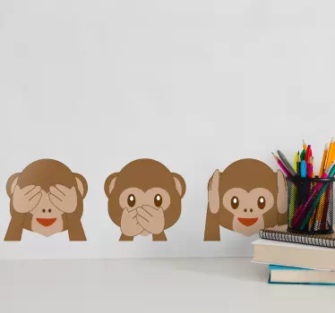 Sticker Chambre Enfant Emojis Singes - TenStickers