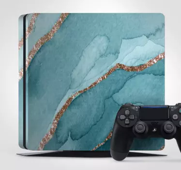 Sticker PS4 texture de géode aqua - TenStickers