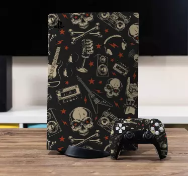 Sticker PS5 crâne et musique - TenStickers