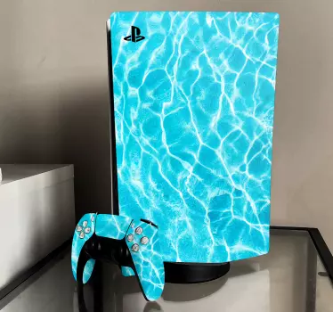 Sticker ps5 effet vagues aqua - TenStickers