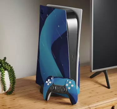 Sticker ps5 enveloppe vague bleue - TenStickers