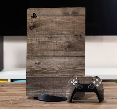 Sticker ps5 finition bois rustique - TenStickers